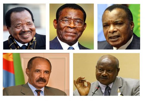 Five longest-serving African Presidents as of March, 2025